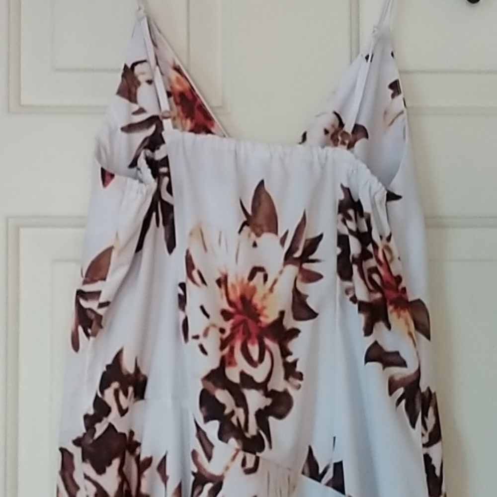 White Floral High Low Fit & Flare Maxi Dress XL - Picture 6 of 11